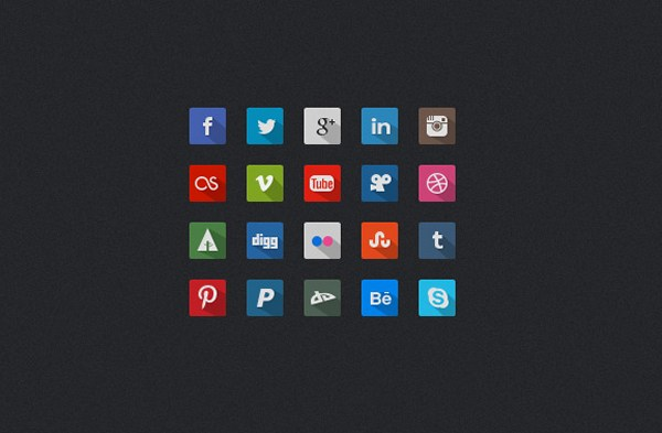 Long Shadow Social Media Icons
